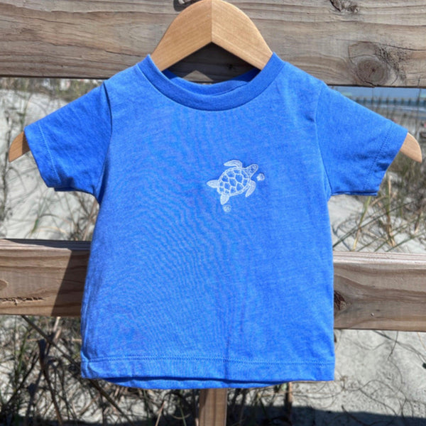Toddlers embroidered Sea Turtle and Shells T-shirt