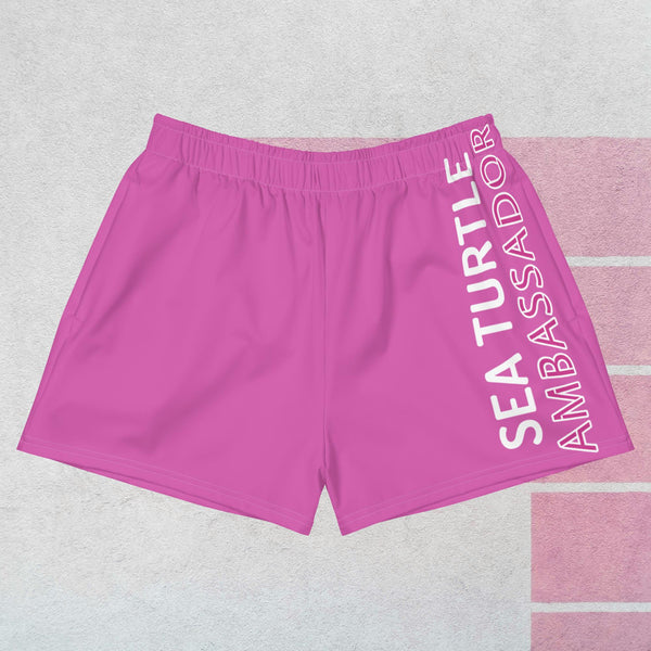 athletic-shorts-front-sea-turtles-fuschia-color-late-jurassic available at SHOPTHELOWCOUNTRY.COM LLC