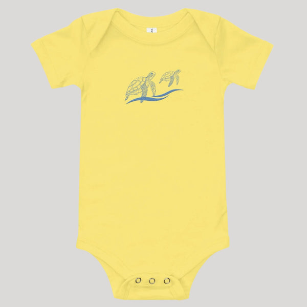 baby-onesie-short-sleeve-yellow-turtles-embroidered available at SHOPTHELOWCOUNTRY.COM LLC