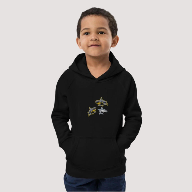 kids-eco-hoodie-black-sharks-embroidered-front available at SHOPTHELOWCOUNTRY.COM LLC