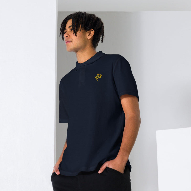 Pique-polo-shirt-black-in-gold-embroidery- Shopthelowcountry.com 