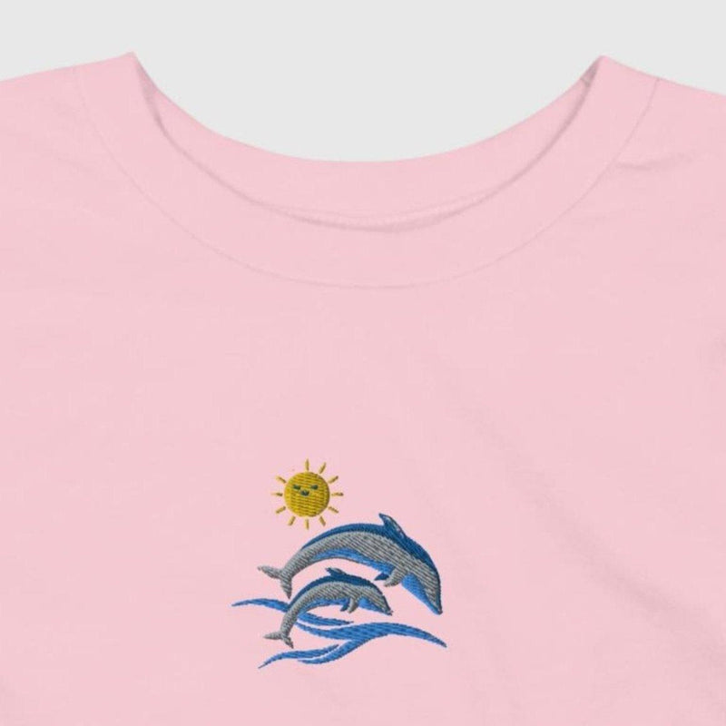 toddler-tee-dolphins-sun-front-zoom-pink available at SHOPTHELOWCOUNTRY.COM LLC