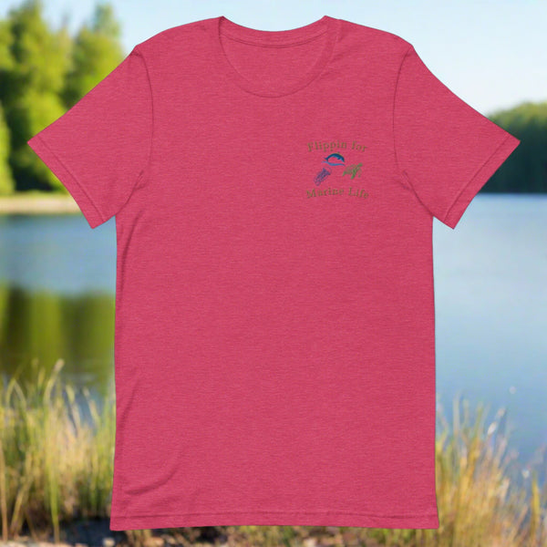 Marine Life embroidered t-shirt beach colors - available at SHOPTHELOWCOUNATRY.COM 