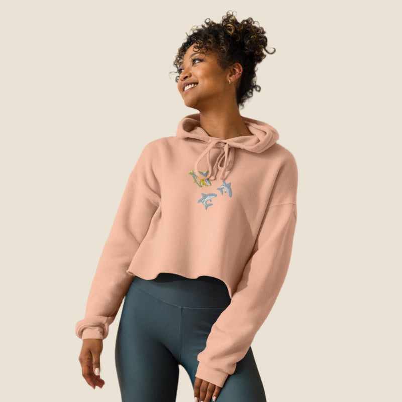 womens-cropped-hoodie-peach-sharks-embroidered-front SHOPTHELOWCOUNTRY.COM