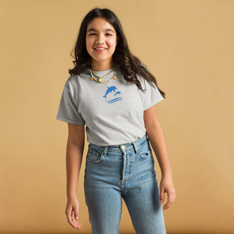 youth-classic-tee-sport-grey-kids-love-dolphins-embroidered-front available at SHOPTHELOWCOUNtRY.COM LLC